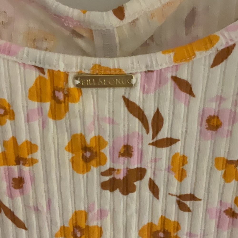 Billabong Floral Tank Top, Size L, White/Multi, NWT - Picture 3 of 8